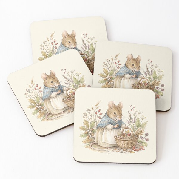 Item preview, Vintage Watercolor Mouse Preparing for Winter - Classic Storybook Art designed and sold by Pasteltone.