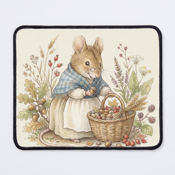 Item preview, Vintage Watercolor Mouse Preparing for Winter - Classic Storybook Art designed and sold by Pasteltone.