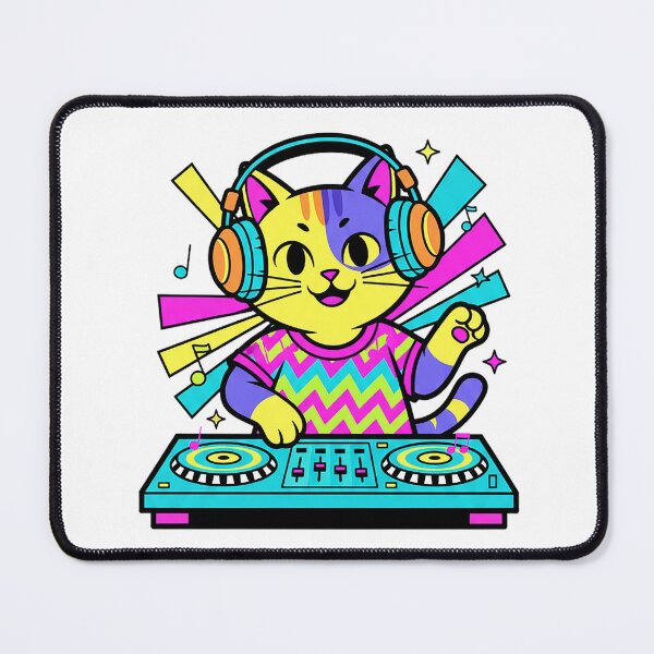 Item preview, Neon DJ Cat Colorful Music Vibes Sticker designed and sold by cannsuh.