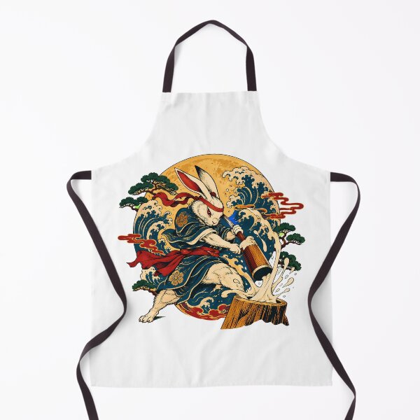 Item preview, Moon Rabbit Mochi Ukiyo-e Waves Folklore Art designed and sold by nortowelcomics.