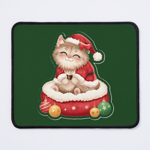 Item preview, Cute Christmas Cat with Santa Hat designed and sold by MargaretPolanco.