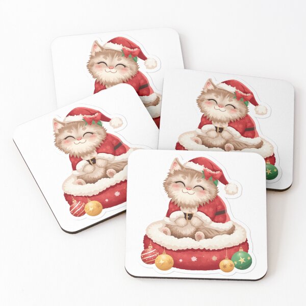 Item preview, Cute Christmas Cat with Santa Hat designed and sold by MargaretPolanco.