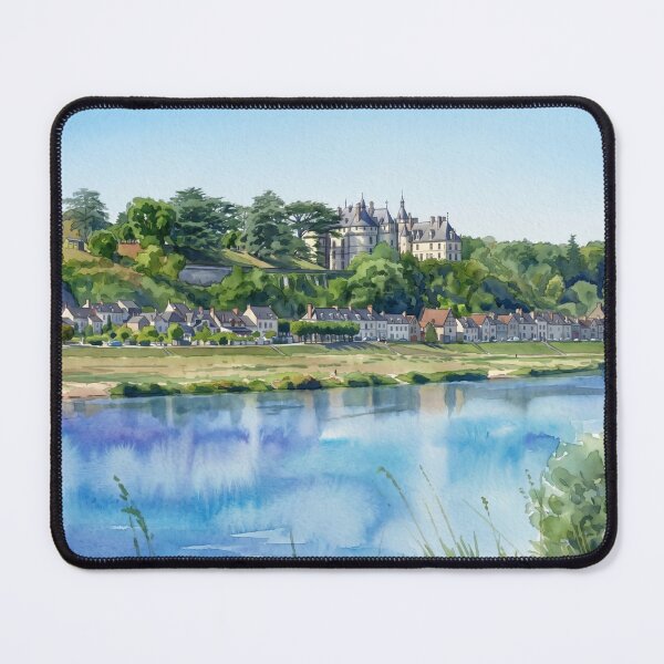 Item preview, Loire Valley Chateau & River Reflection — French Landscape digital Watercolor from real photography designed and sold by M.ALK.Watercolor.
