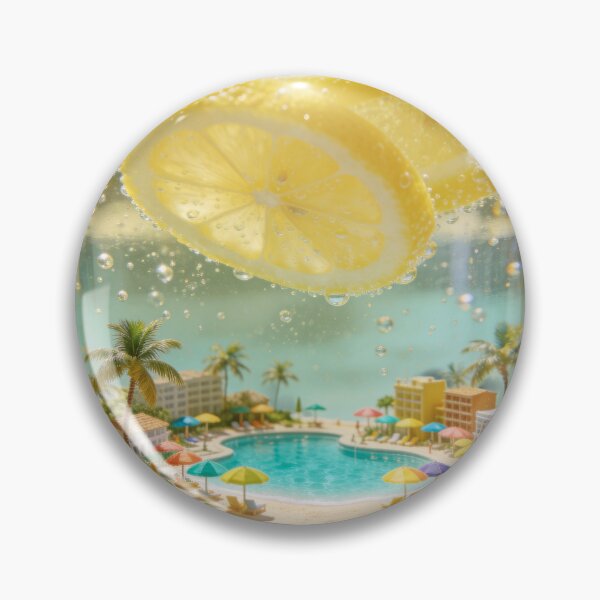 Item preview, Tropical Resort in Lemonade Glass - Surreal Summer Beach Art designed and sold by OksArtStudio.
