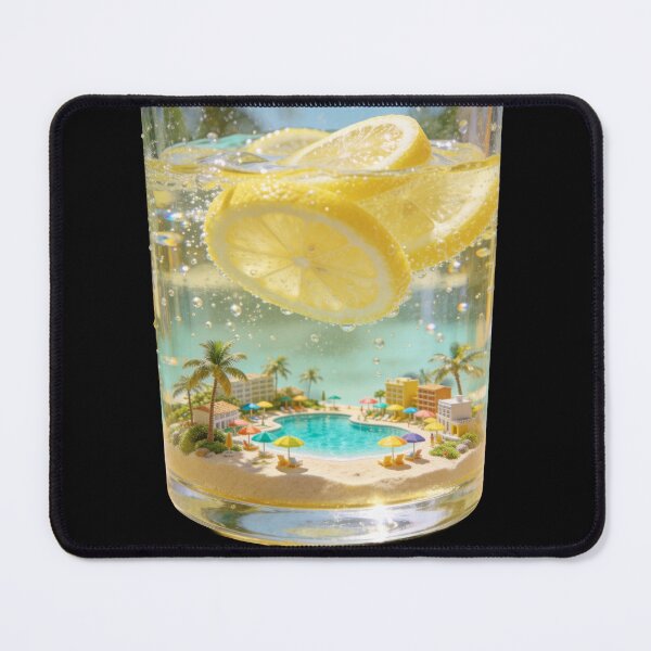 Item preview, Tropical Resort in Lemonade Glass - Surreal Summer Beach Art designed and sold by OksArtStudio.