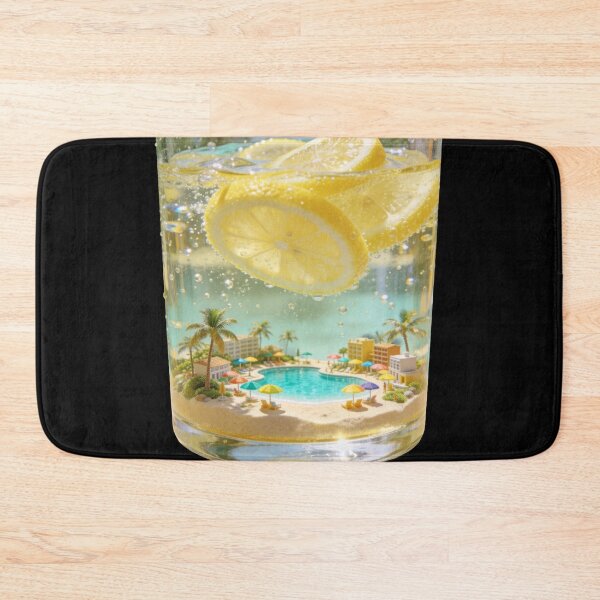 Item preview, Tropical Resort in Lemonade Glass - Surreal Summer Beach Art designed and sold by OksArtStudio.