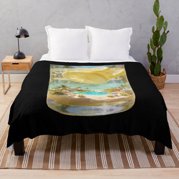 Item preview, Tropical Resort in Lemonade Glass - Surreal Summer Beach Art designed and sold by OksArtStudio.