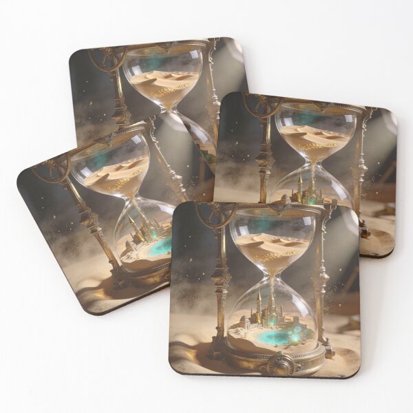 Item preview, Castle of Time - Surreal Hourglass Desert Oasis Art designed and sold by OksArtStudio.