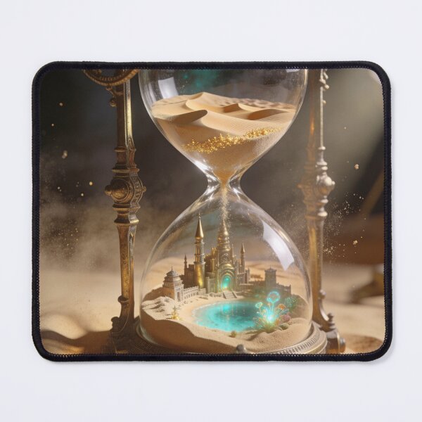 Item preview, Castle of Time - Surreal Hourglass Desert Oasis Art designed and sold by OksArtStudio.