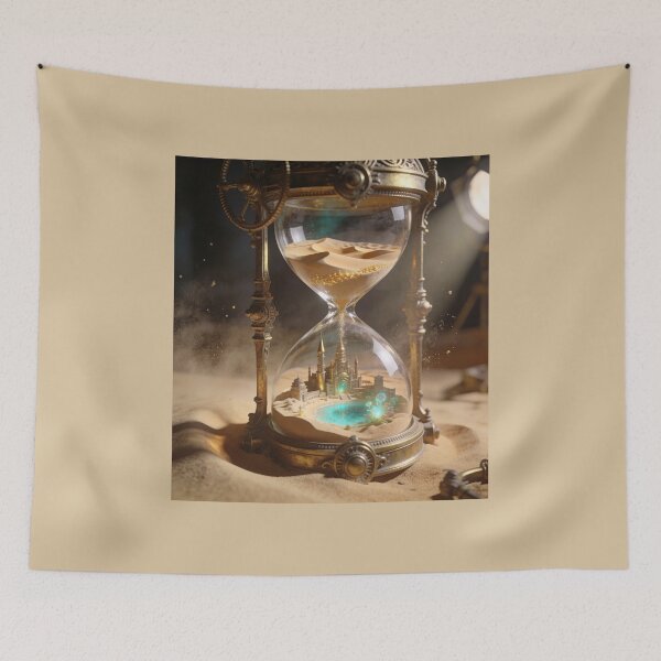 Item preview, Castle of Time - Surreal Hourglass Desert Oasis Art designed and sold by OksArtStudio.