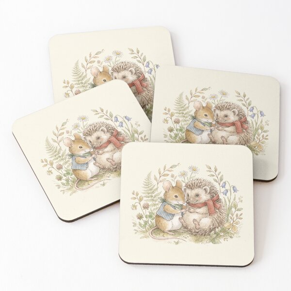Item preview, Vintage Watercolor Field Mouse and Hedgehog Friendship - Classic Storybook Art designed and sold by Pasteltone.