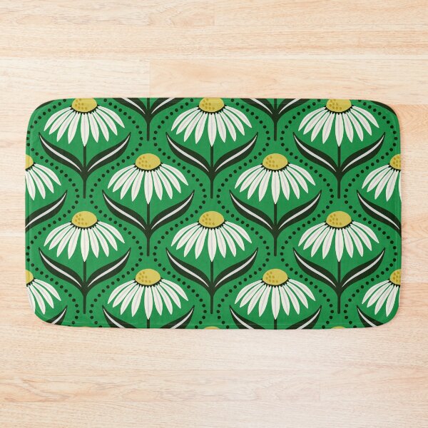 Item preview, Geometric wildflower daisies on green designed and sold by Jennifer Ladd.