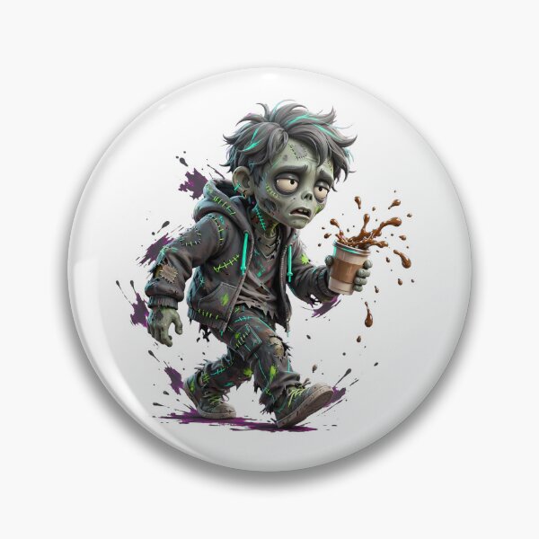 Item preview, Zombie Coffee Run Tired Morning Undead Chibi Funny Cute Art designed and sold by  One City Two Children Studio.