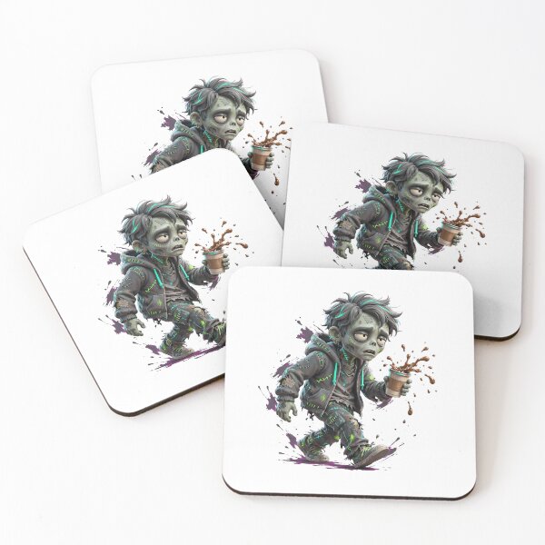Item preview, Zombie Coffee Run Tired Morning Undead Chibi Funny Cute Art designed and sold by  One City Two Children Studio.