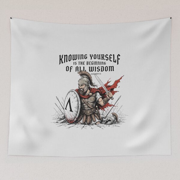 Item preview, Knowing Yourself Wisdom Quote Spartan Warrior Socrates designed and sold by Enea Kelo.