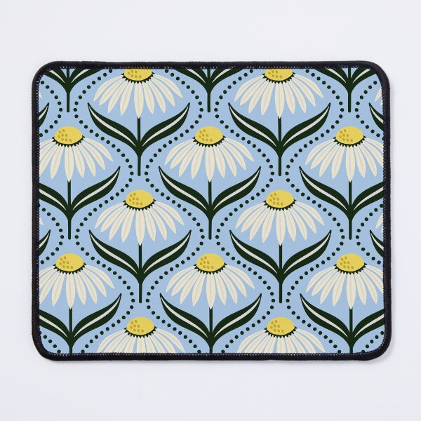 Item preview, Geometric wildflower daisies on light blue designed and sold by Jennifer Ladd.