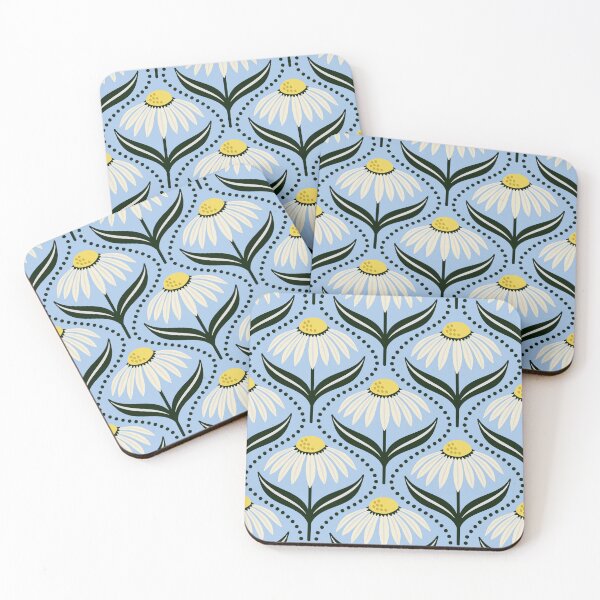 Item preview, Geometric wildflower daisies on light blue designed and sold by Jennifer Ladd.