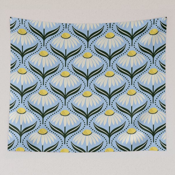 Item preview, Geometric wildflower daisies on light blue designed and sold by Jennifer Ladd.