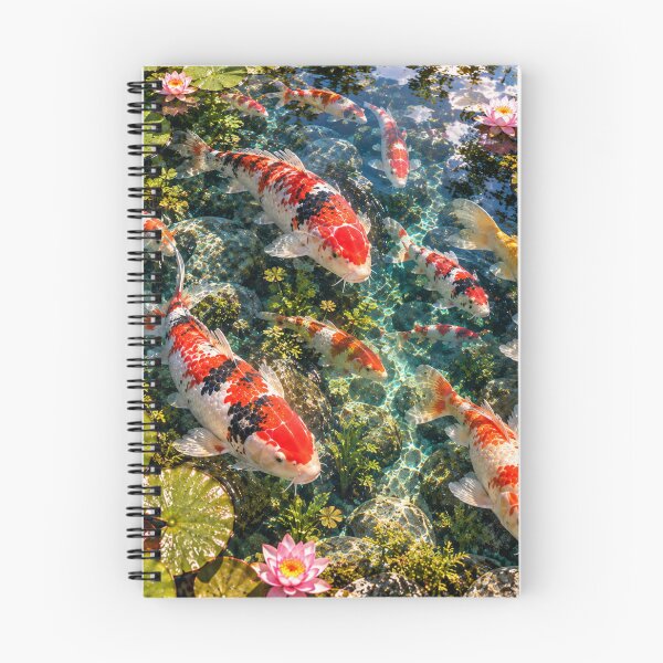 Item preview, Colorful koi carp in a clear water lily pond designed and sold by AnjaSarahArt.