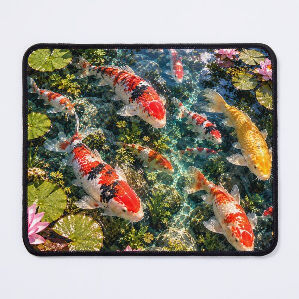 Item preview, Colorful koi carp in a clear water lily pond designed and sold by AnjaSarahArt.