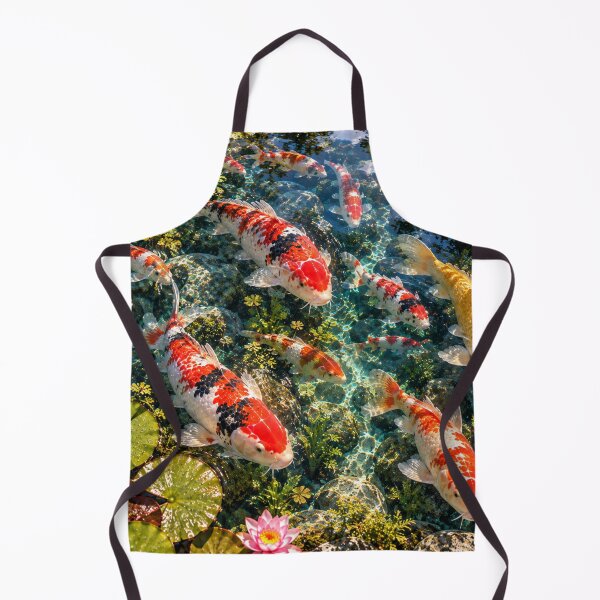 Item preview, Colorful koi carp in a clear water lily pond designed and sold by AnjaSarahArt.