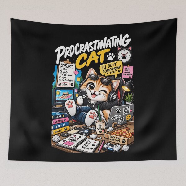 Item preview, Procrastinating Cat  designed and sold by Meow Story .