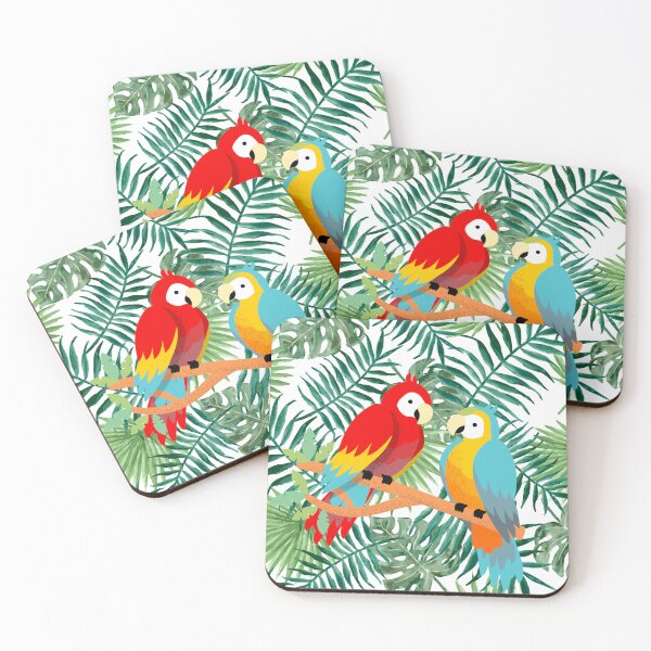 Item preview, Vibrant Watercolor Macaw Parrots in Tropical Jungle designed and sold by CreativeOlga.