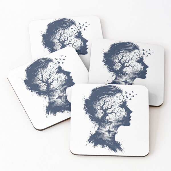 Item preview, Mind of Nature Tree Lighthouse Birds Double Exposure Aesthetic Art designed and sold by  One City Two Children Studio.