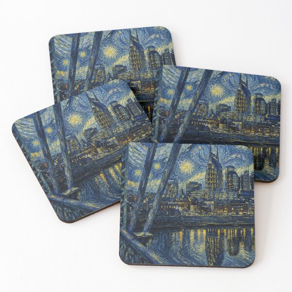 Item preview, Nashville Skyline • Starry Night Style • Batman Building Art designed and sold by GiftableGems.