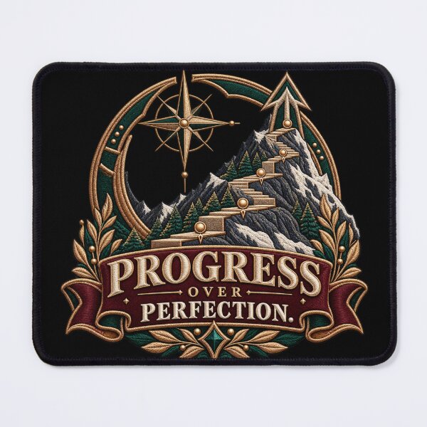 Item preview, Progress Over Perfection Motivational Mountain Embroidery Design designed and sold by Emoji Emblems.