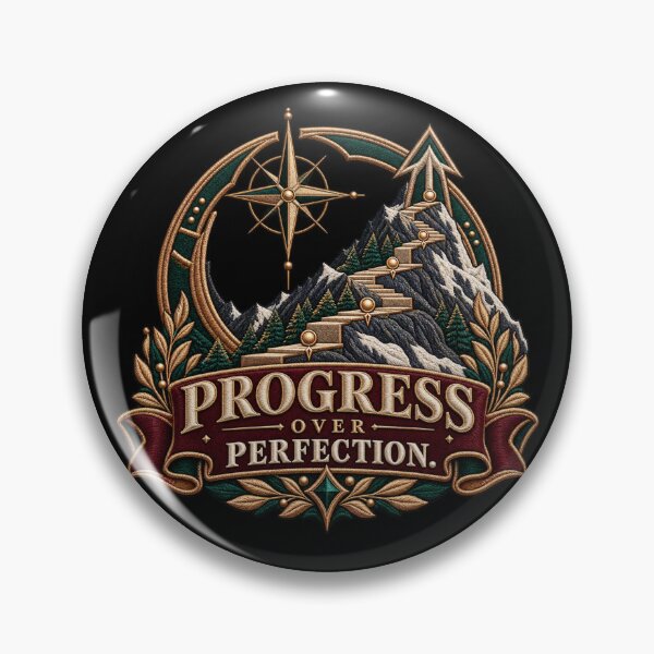 Item preview, Progress Over Perfection Motivational Mountain Embroidery Design designed and sold by Emoji Emblems.