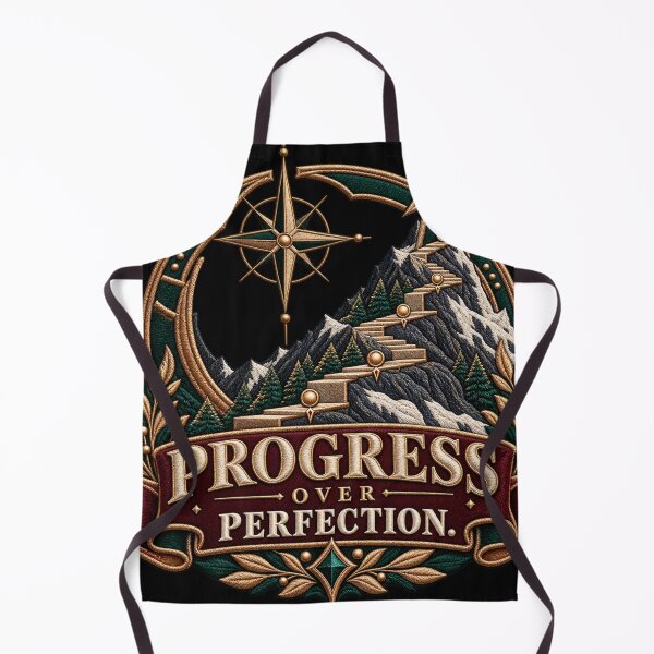 Item preview, Progress Over Perfection Motivational Mountain Embroidery Design designed and sold by Emoji Emblems.