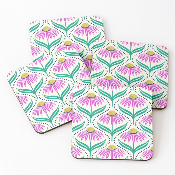 Item preview, Geometric wildflower daisies in magenta pink designed and sold by Jennifer Ladd.