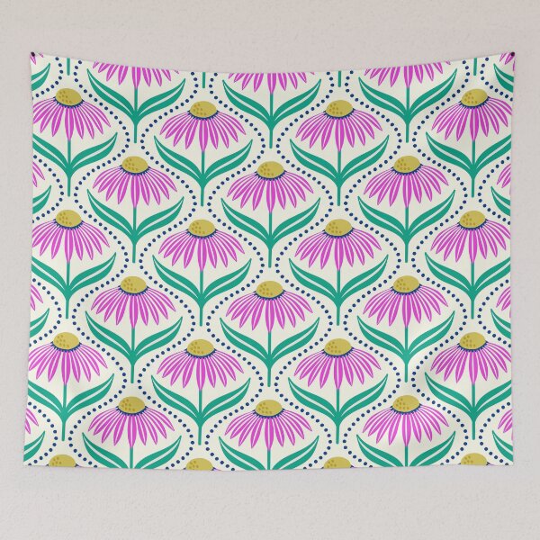 Item preview, Geometric wildflower daisies in magenta pink designed and sold by Jennifer Ladd.