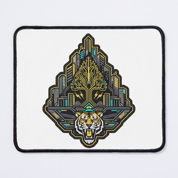 Item preview, Cyberpunk Tiger Circuit Tree City Badge Sticker designed and sold by cannsuh.