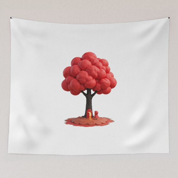 Item preview, Fairytale Magic Red Tree Tiny Door Cute Fantasy 3D Clay Art designed and sold by  One City Two Children Studio.