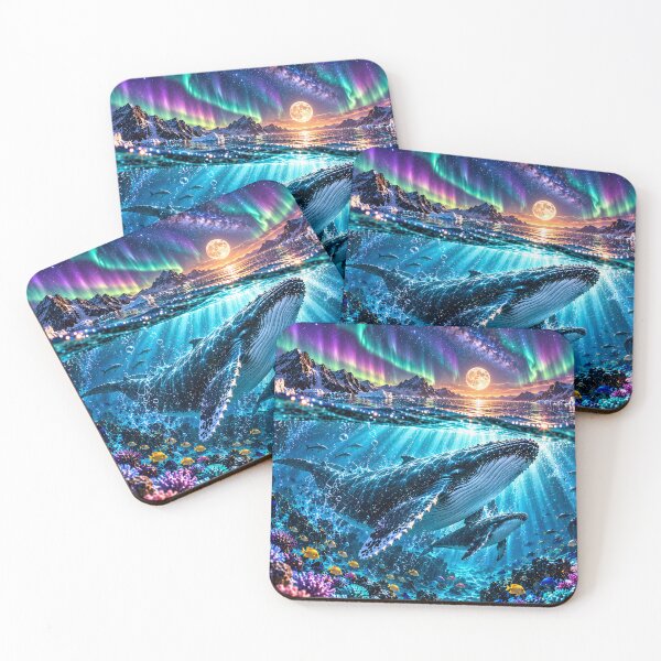 Item preview, Humpback whales under the Northern Lights – A magical underwater world designed and sold by AnjaSarahArt.
