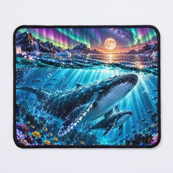 Item preview, Humpback whales under the Northern Lights – A magical underwater world designed and sold by AnjaSarahArt.