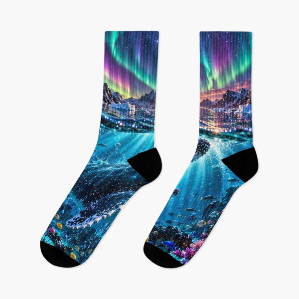 Item preview, Humpback whales under the Northern Lights – A magical underwater world designed and sold by AnjaSarahArt.
