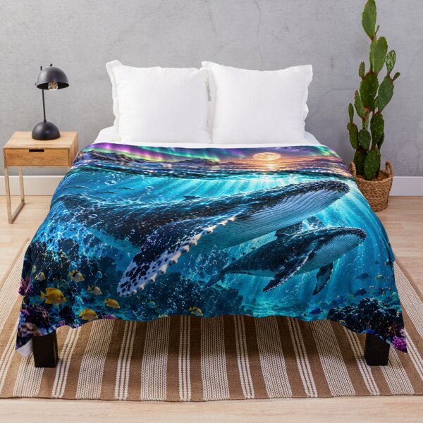 Item preview, Humpback whales under the Northern Lights – A magical underwater world designed and sold by AnjaSarahArt.