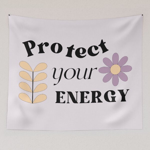 Item preview, Protect Your Energy | Aesthetic Daisy Floral Typography designed and sold by MiaBellaGirl.