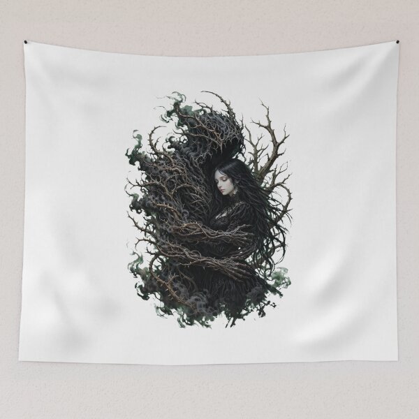 Item preview, Thorn Embrace Gothic Dark Forest Woman Tree Surreal Art designed and sold by  One City Two Children Studio.