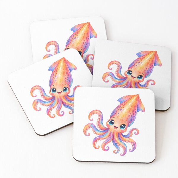 Item preview, watercolor pink squid designed and sold by trendspatterns.