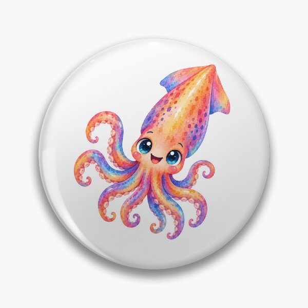 Item preview, watercolor pink squid designed and sold by trendspatterns.