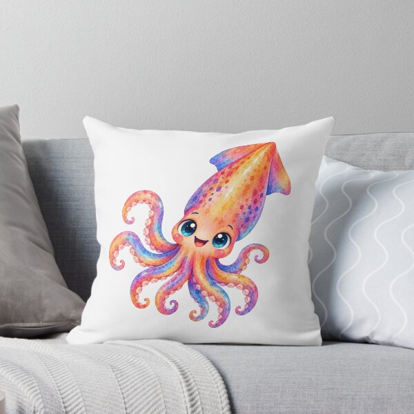 Item preview, watercolor pink squid designed and sold by trendspatterns.