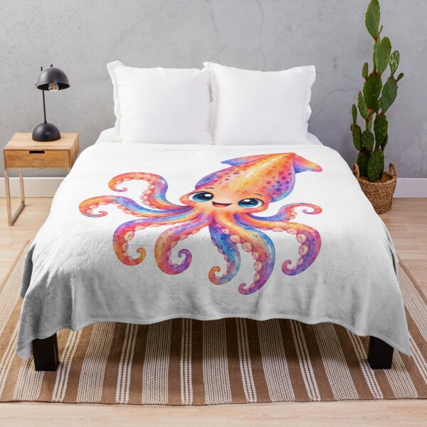 Item preview, watercolor pink squid designed and sold by trendspatterns.