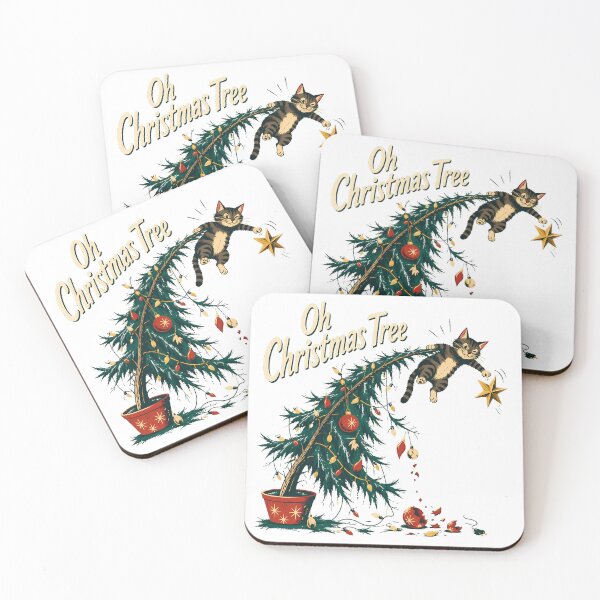 Item preview, Mischief Cat Falling Tree Star Christmas designed and sold by nortowelcomics.