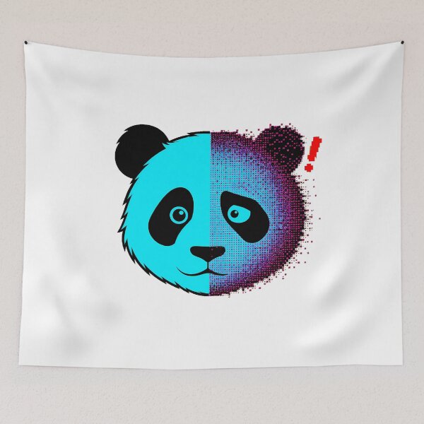 Item preview, Digital Panda Duality Split Art Aesthetic Fan designed and sold by nortowelcomics.