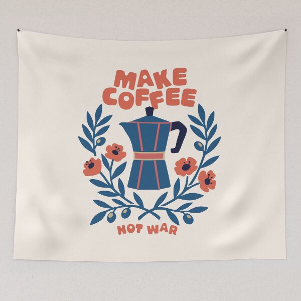 Item preview, Make Coffee Not War Moka Pot Floral Art designed and sold by LinaValearte.