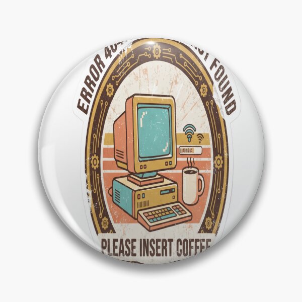 Item preview, Error 404 Motivation Not Found Cute Retro Computer Coffee T-Shirt & Sticker designed and sold by MAHVIX.